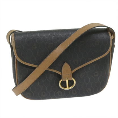 Christian Dior Vintage Honeycomb Flap Crossbody Bag Coated Canvas Black Canvas Bag ()