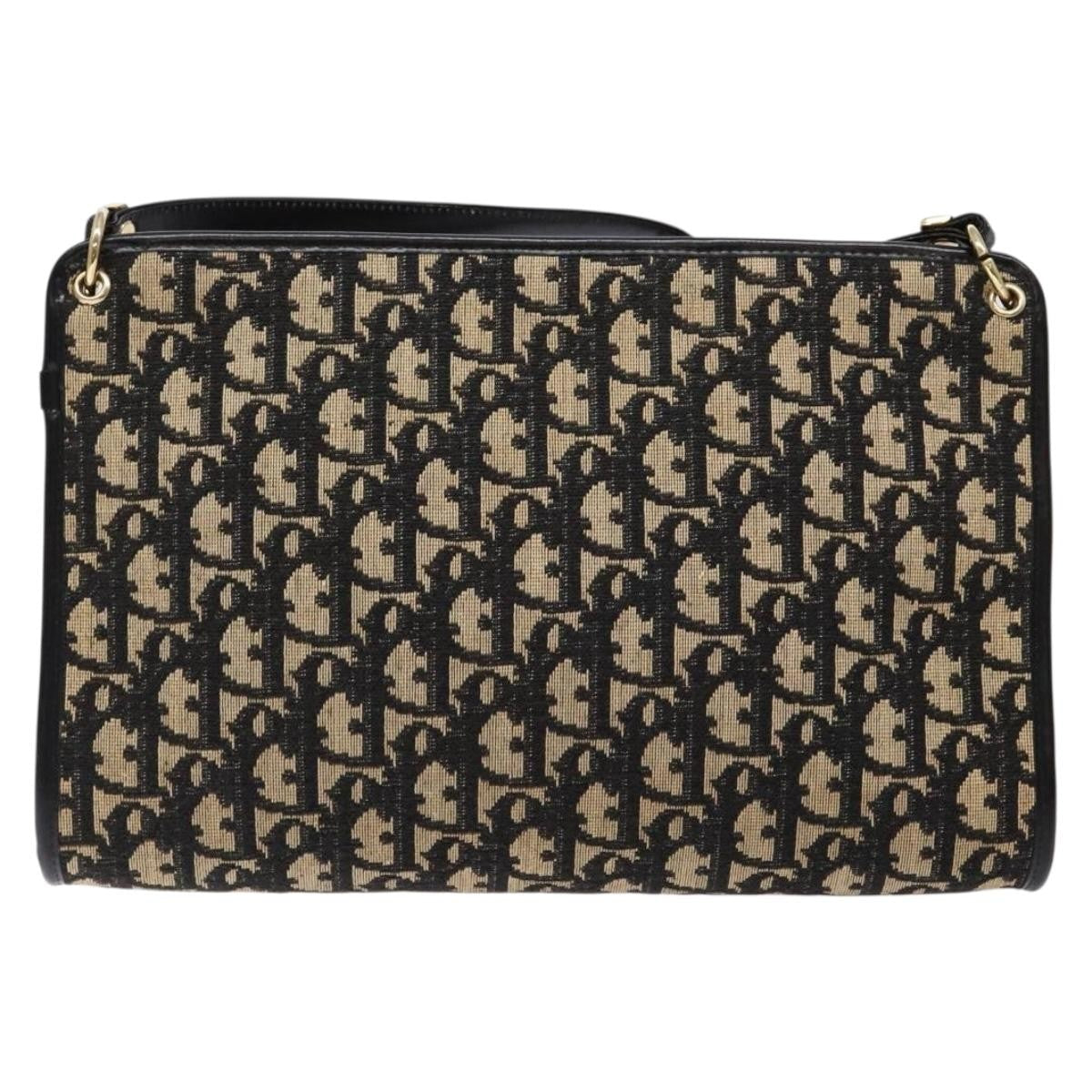 Christian Dior Vintage Trotter Shoulder Bag Canvas Navy Canvas Bag ()
