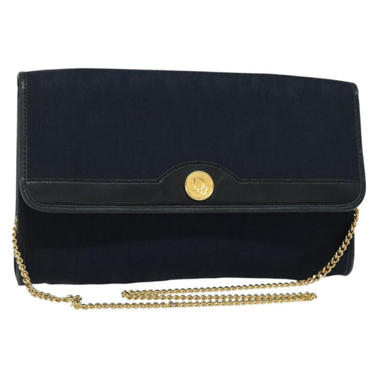 Christian Dior Vintage Chain Flap Shoulder Bag Diorissimo Canvas Navy Canvas Shoulder Bag Bag ()