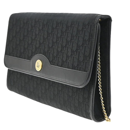 Christian Dior Vintage Chain Flap Shoulder Bag Diorissimo Canvas Black Canvas Shoulder Bag Bag ()