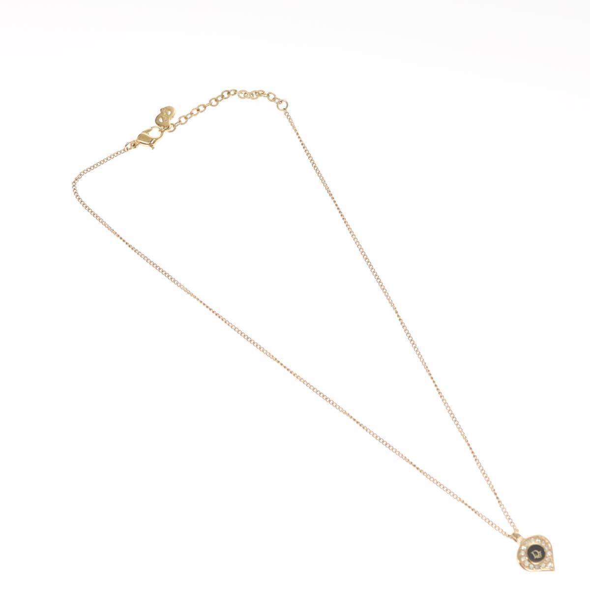 Christian Dior Logo Heart Pendant Necklace Metal Gold Metal Jewelry ()