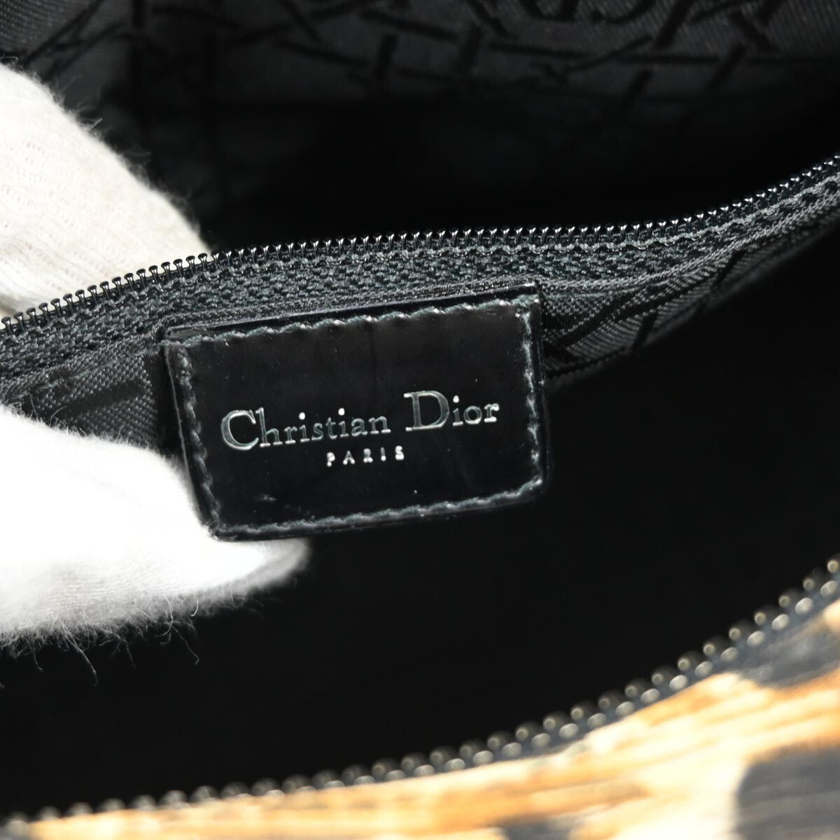 Christian Dior Vintage Lady Dior Bag Printed Canvas Yellow Canvas Handbag ()