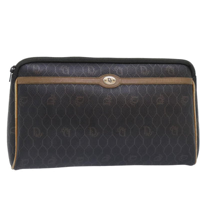 Christian Dior Vintage Honeycomb Zip Pouch Coated Canvas Black Canvas Clutche & Pouche Bag ()
