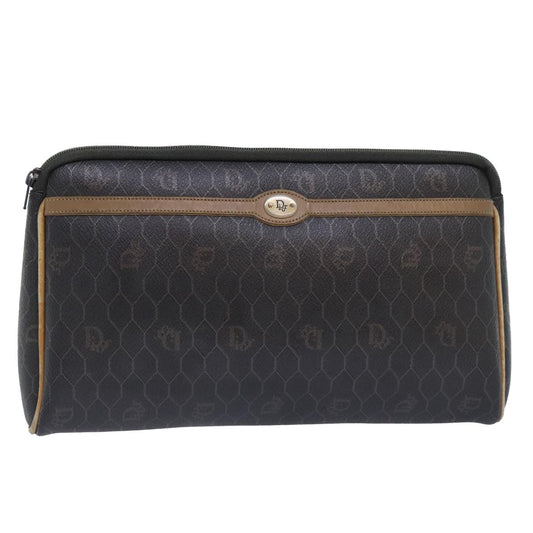 Christian Dior Vintage Honeycomb Zip Pouch Coated Canvas Black Canvas Clutche & Pouche Bag ()