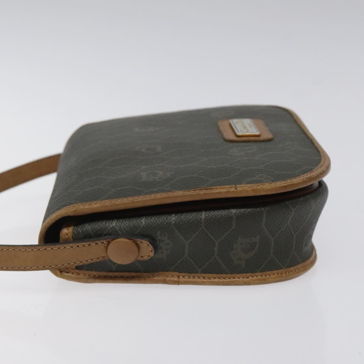 Christian Dior Vintage Honeycomb Flap Crossbody Bag Coated Canvas Brown Canvas Bag ()