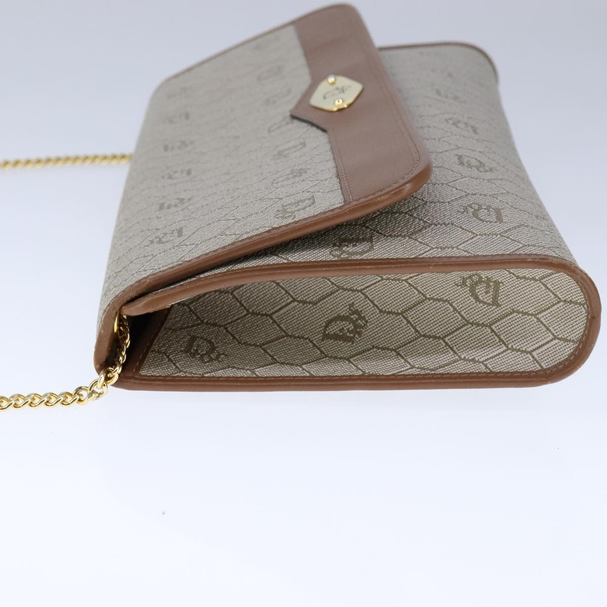 Christian Dior Vintage Honeycomb Chain Canvas Beige Canvas Shoulder Bag Bag ()
