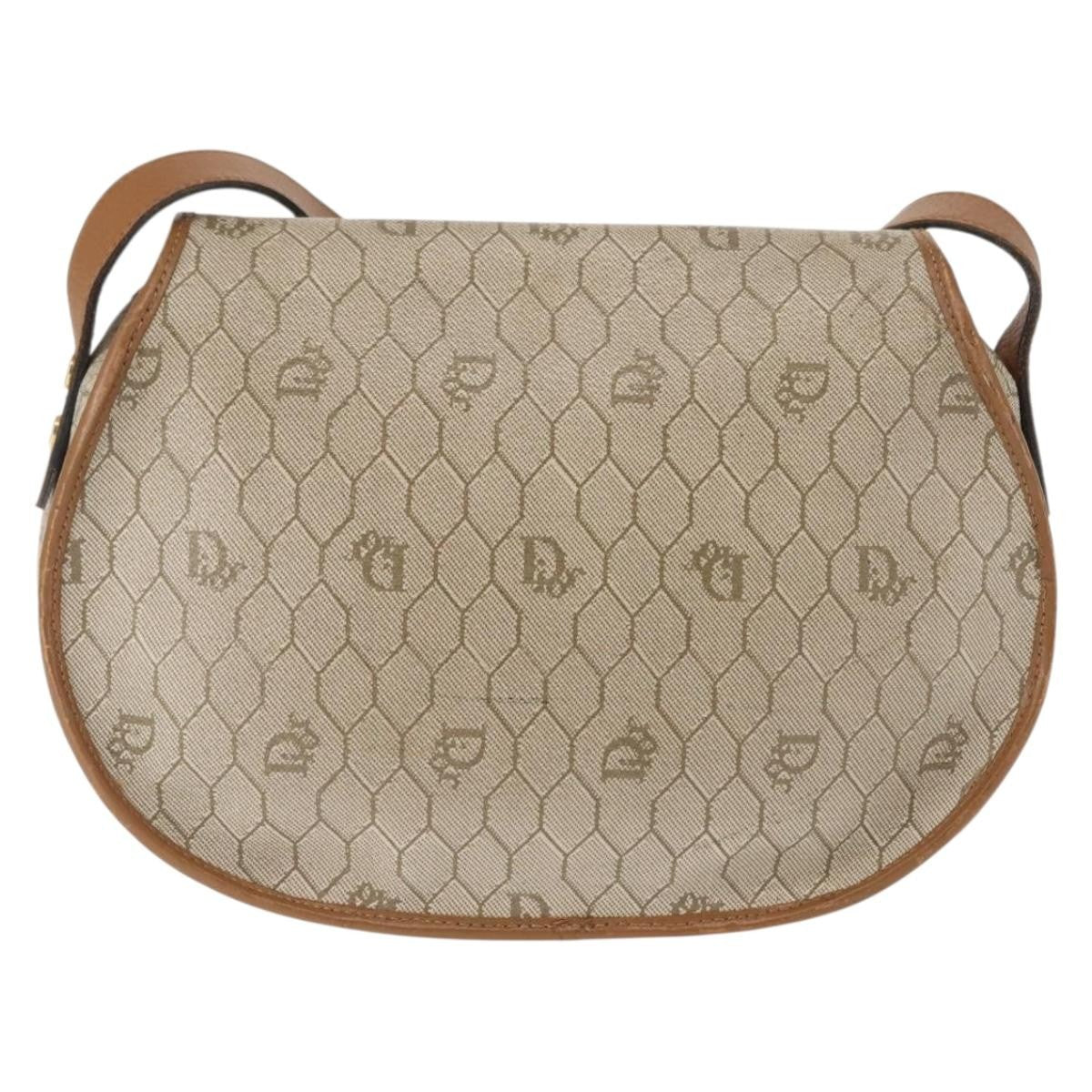 Christian Dior Vintage Honeycomb Flap Crossbody Bag Coated Canvas Beige Canvas Bag ()