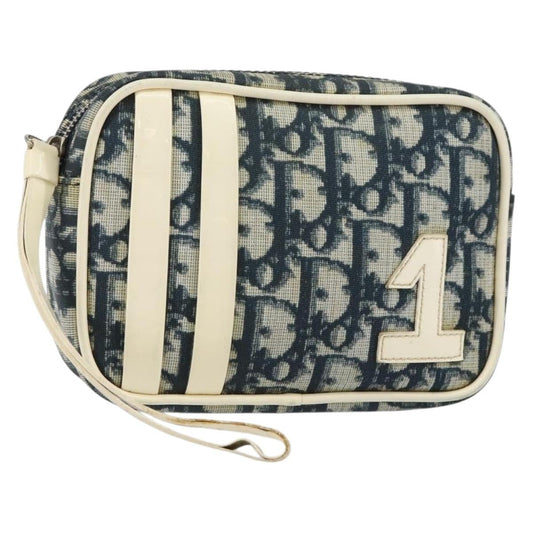 Christian Dior Vintage Trotter Pouch Diorissimo Canvas Navy Pvc Clutche & Pouche Bag ()