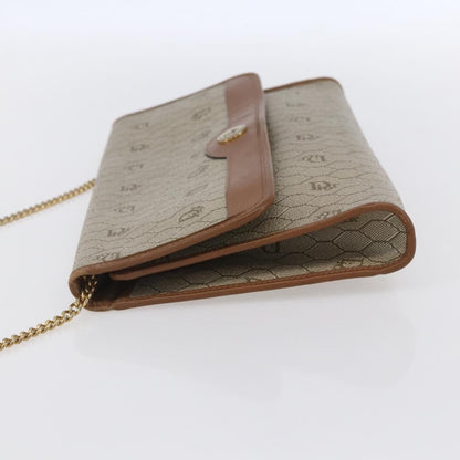 Christian Dior Vintage Honeycomb Chain Canvas Beige Canvas Shoulder Bag Bag ()