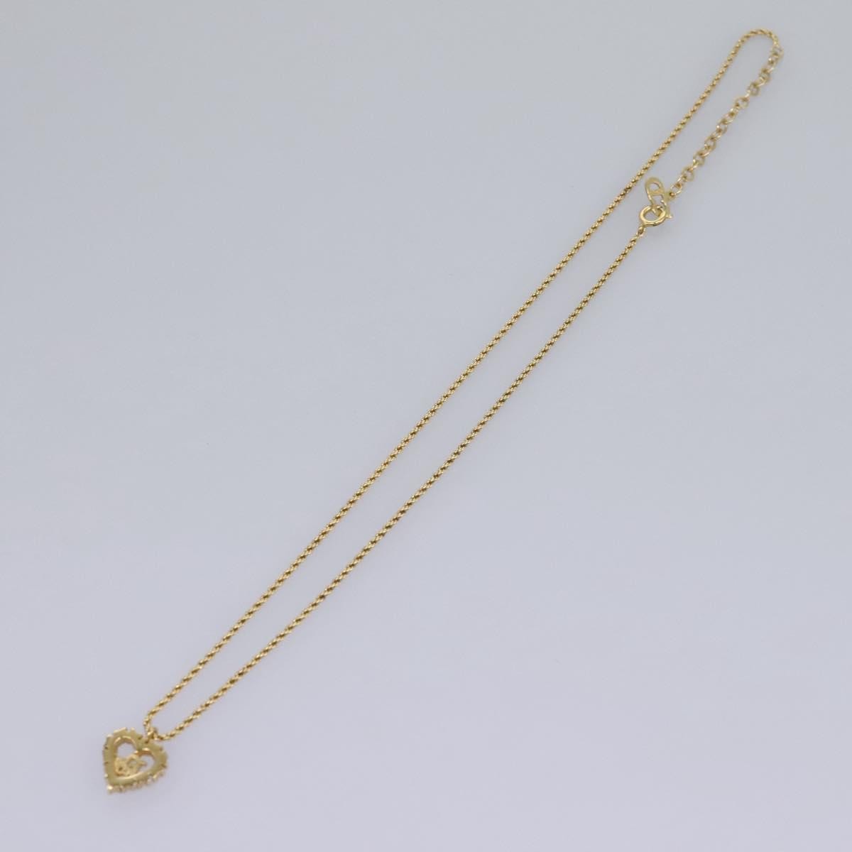 Christian Dior Logo Heart Pendant Necklace Metal With Crystal Gold Metal Jewelry ()