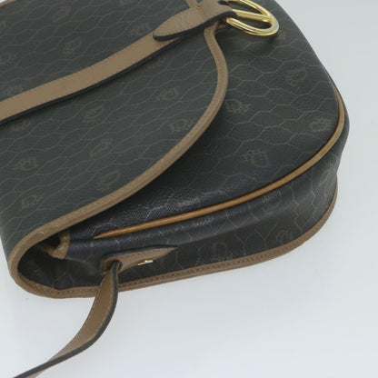 Christian Dior Vintage Honeycomb Flap Crossbody Bag Canvas And Leather Black Canvas Bag ()
