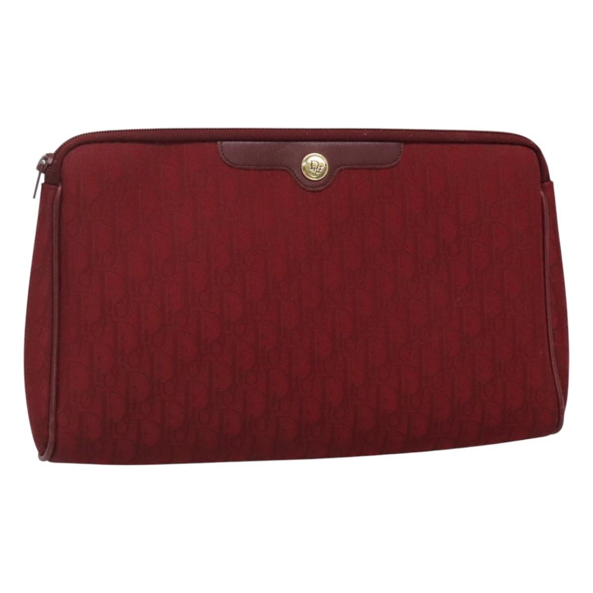Christian Dior Trotter Pouch Canvas Red Canvas Bag ()