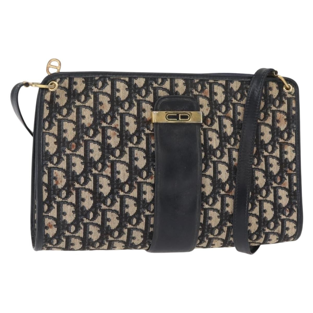Christian Dior Vintage Cd Trotter Shoulder Bag Canvas Navy Canvas Shoulder Bag Bag ()