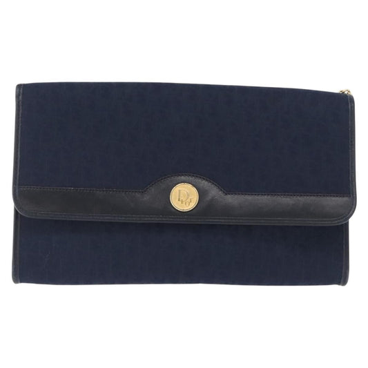 Christian Dior Vintage Honeycomb Chain Canvas Navy Canvas Shoulder Bag Bag ()