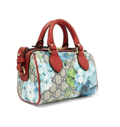 Gucci Boston Bloom Red Canvas Leather Cross Body Bag