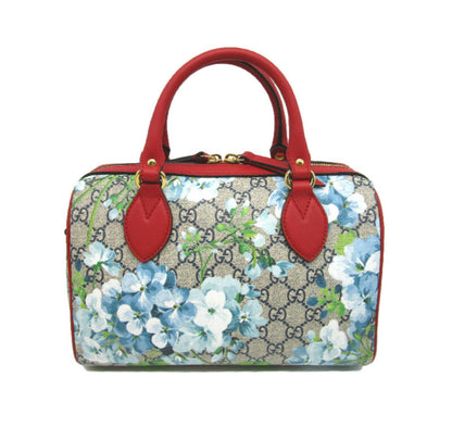 Gucci Boston Small Blooms Top Handle Signature Blue Gg Coated Canvas Satchel