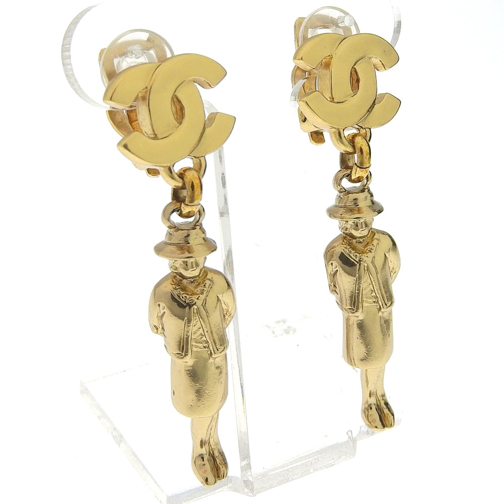 Chanel Gold Mademoiselle Doll Motif Earrings