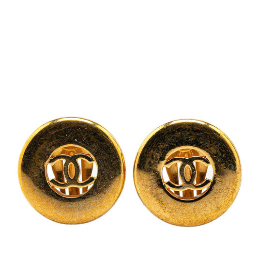 Chanel Gold Plated Coco Mark Vintage Earrings 97A