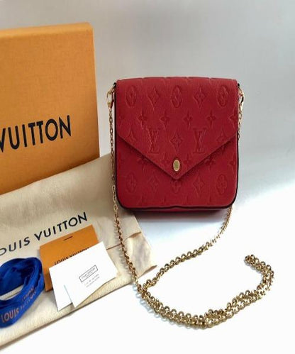 Louis Vuitton Pochette Felicie Bag Monogram Leather Cerise