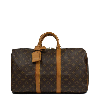 Sac Keepall 45 Vintage en toile monogramme marron