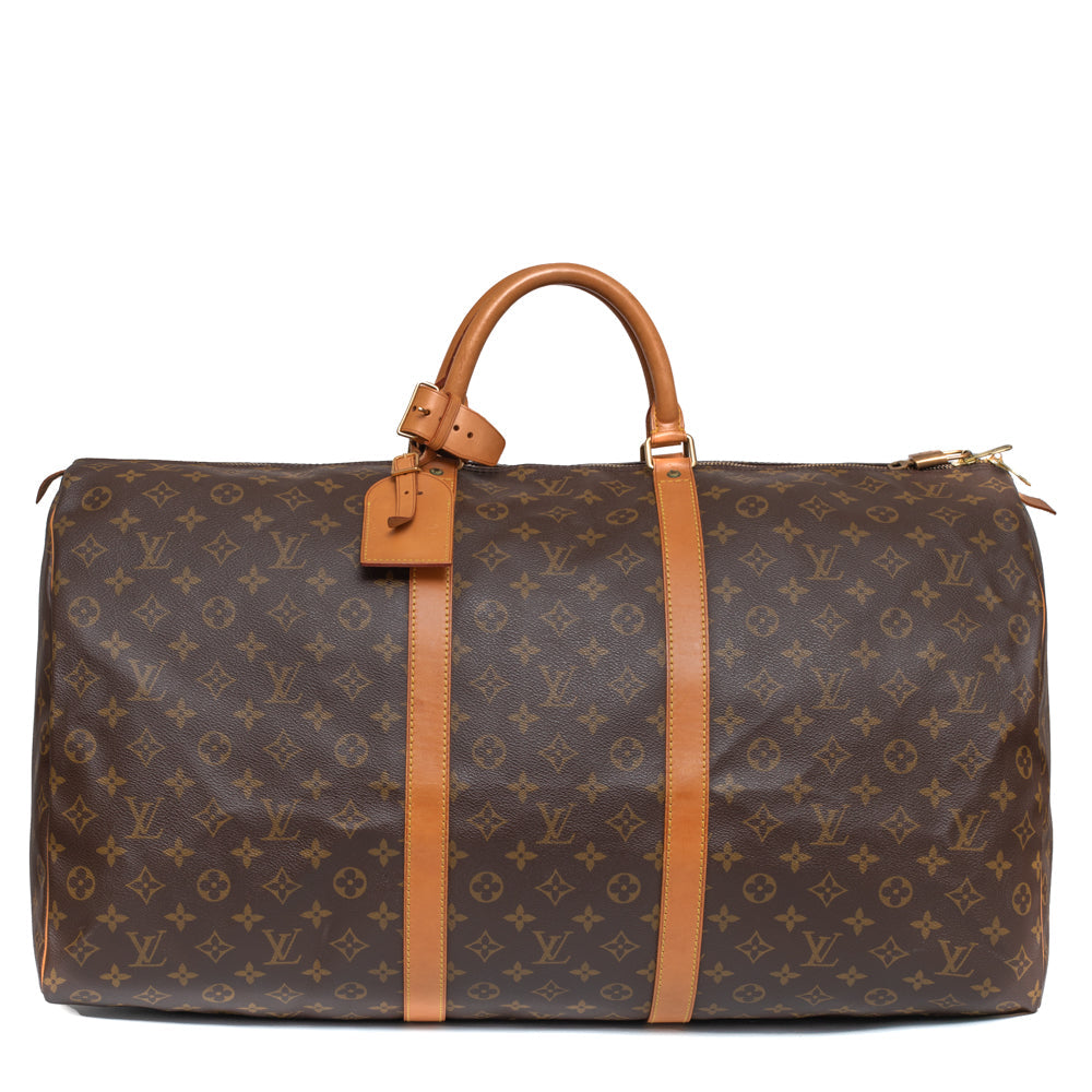 Sac Keepall 55 en toile monogramme marron