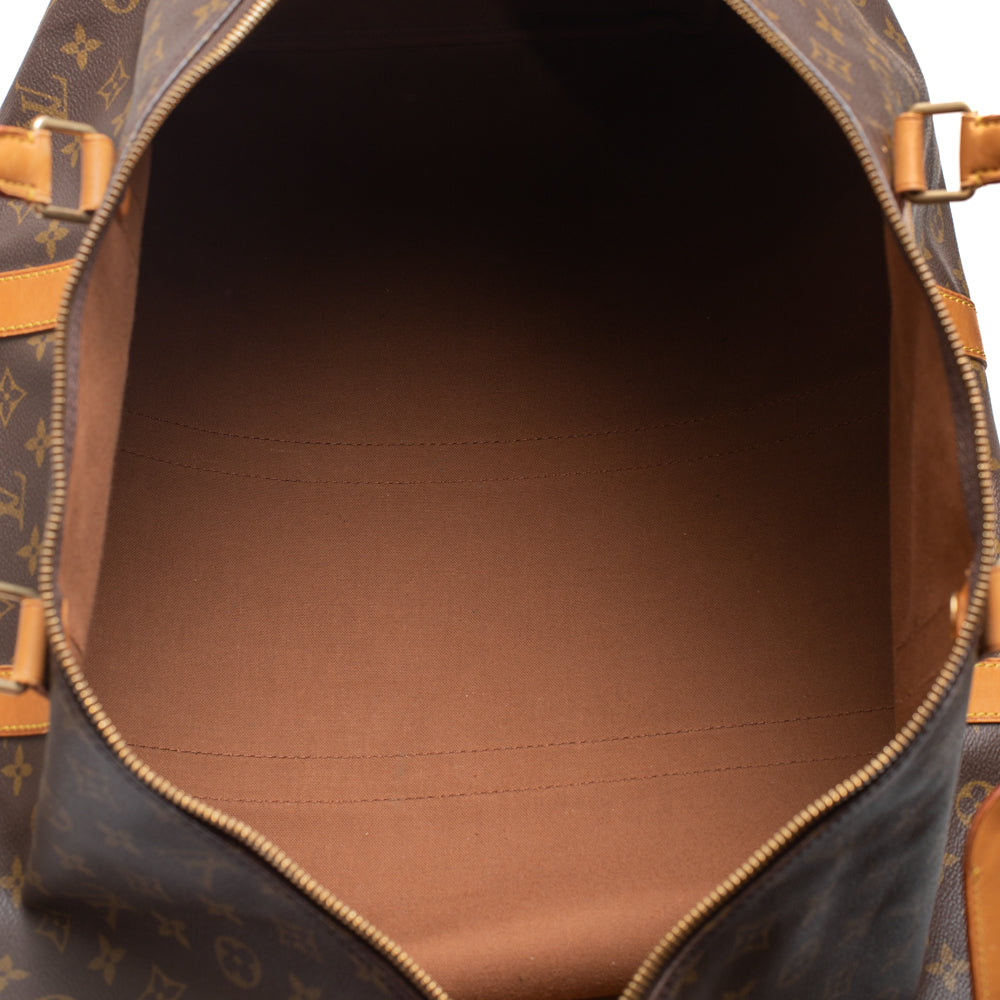 Sac Keepall 55 en toile monogramme marron