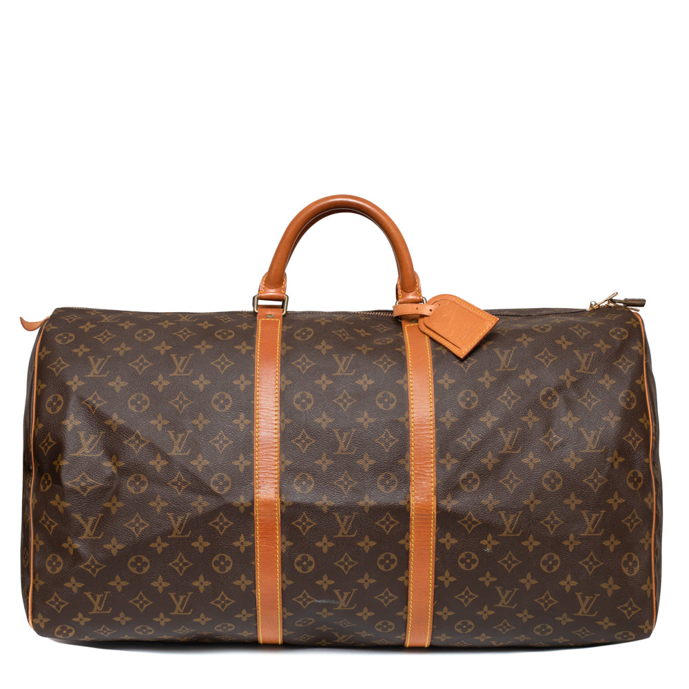 Sac Keepall 55 en toile monogramme marron