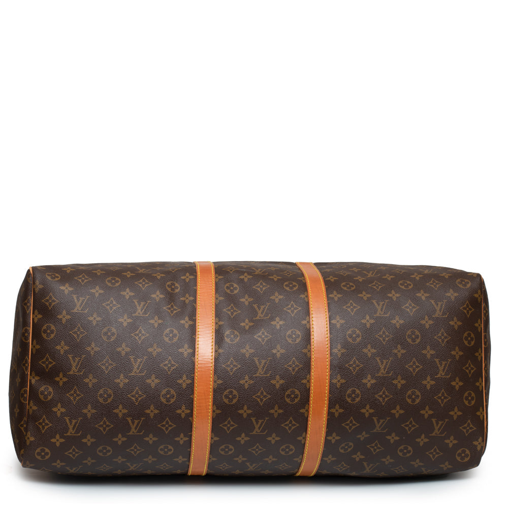 Sac Keepall 55 en toile monogramme marron