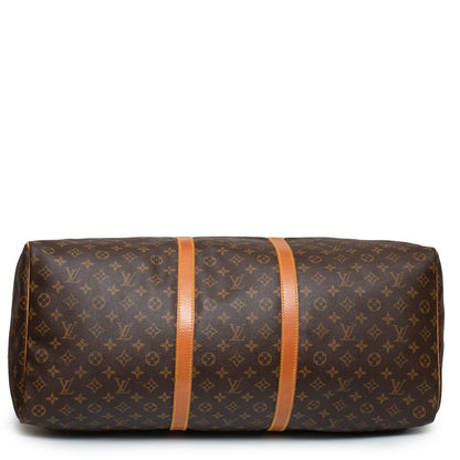 Sac Keepall 55 en toile monogramme marron