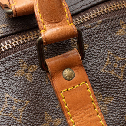 Sac Keepall 55 en toile monogramme marron