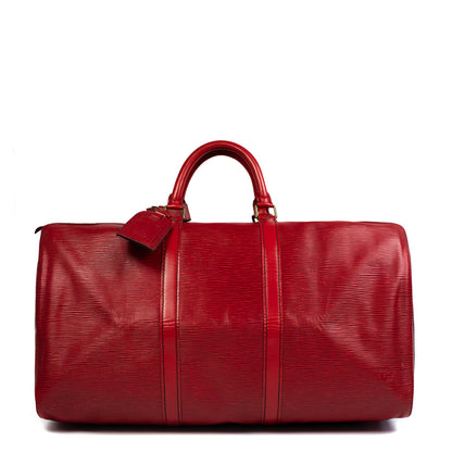 Sac Keepall 50 Vintage en cuir rouge