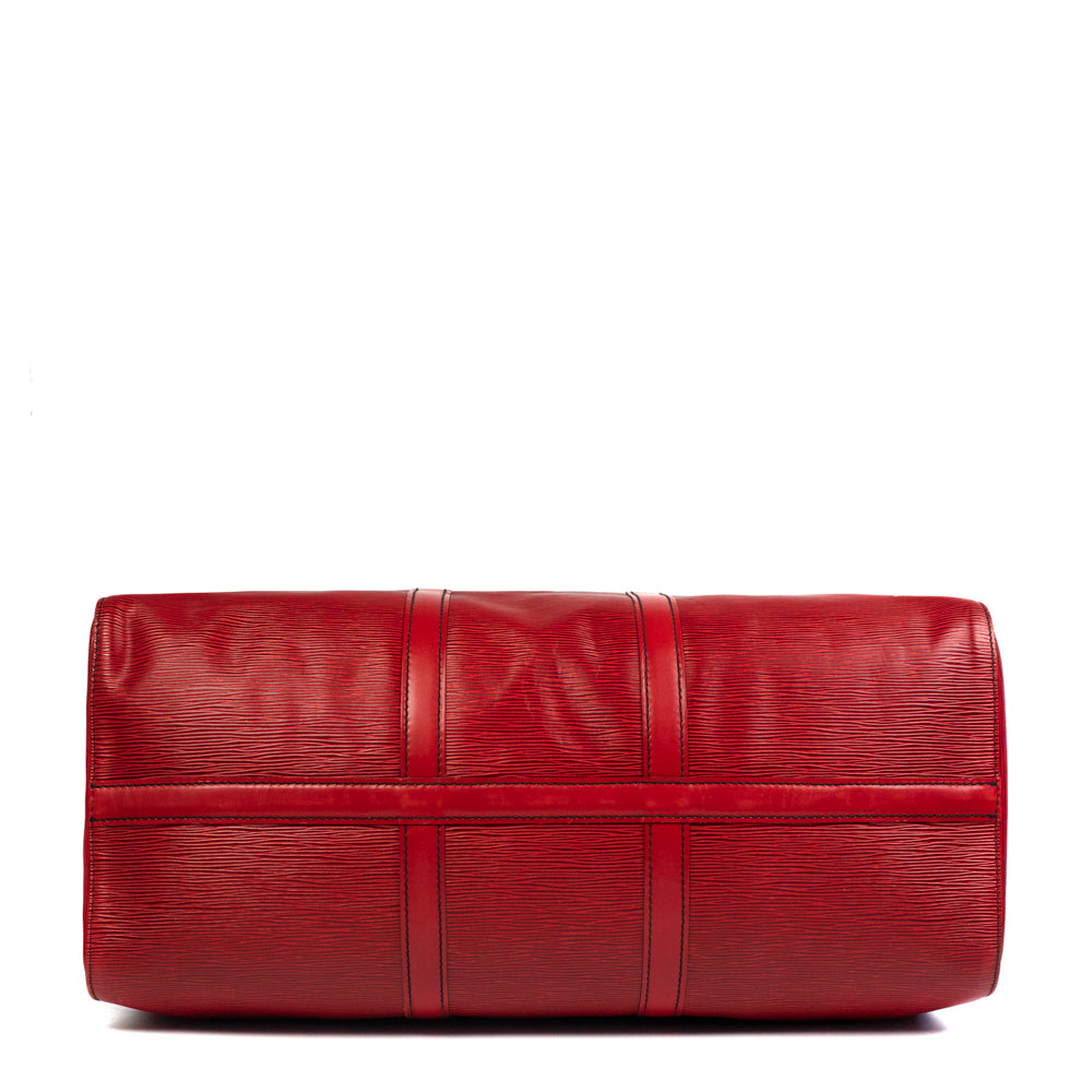 Sac Keepall 50 Vintage en cuir rouge