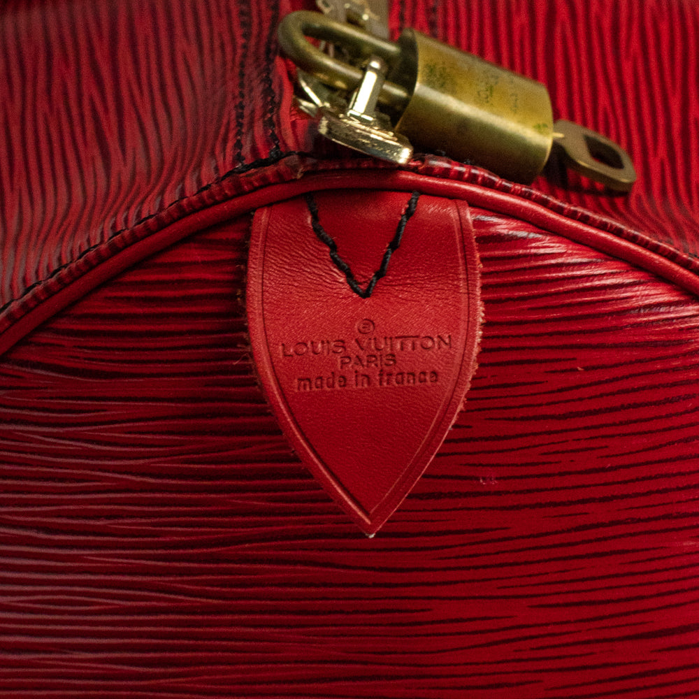 Sac Keepall 50 Vintage en cuir rouge
