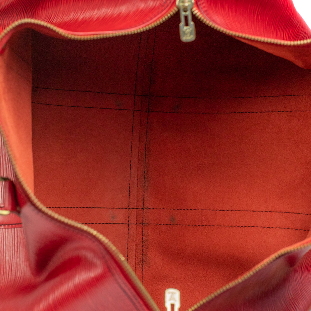 Sac Keepall 50 Vintage en cuir rouge