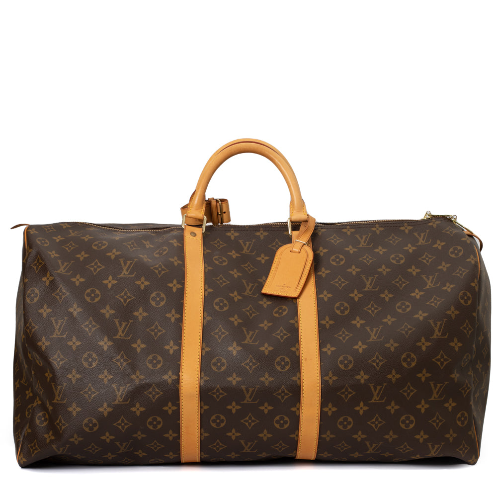 Sac Keepall 60 Vintage en toile monogramme marron