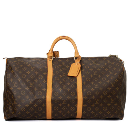 Sac Keepall 60 Vintage en toile monogramme marron