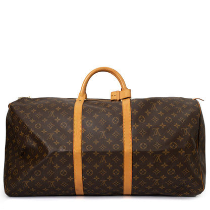 Sac Keepall 60 Vintage en toile monogramme marron