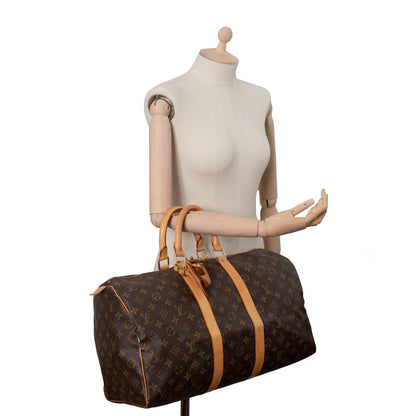 Sac Keepall 45 Vintage en toile monogramme marron