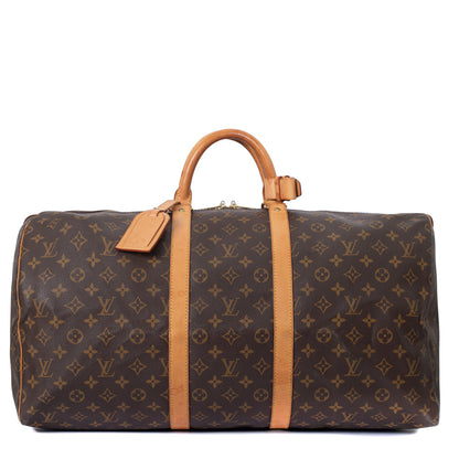 Sac Keepall 55 Vintage en toile monogramme marron