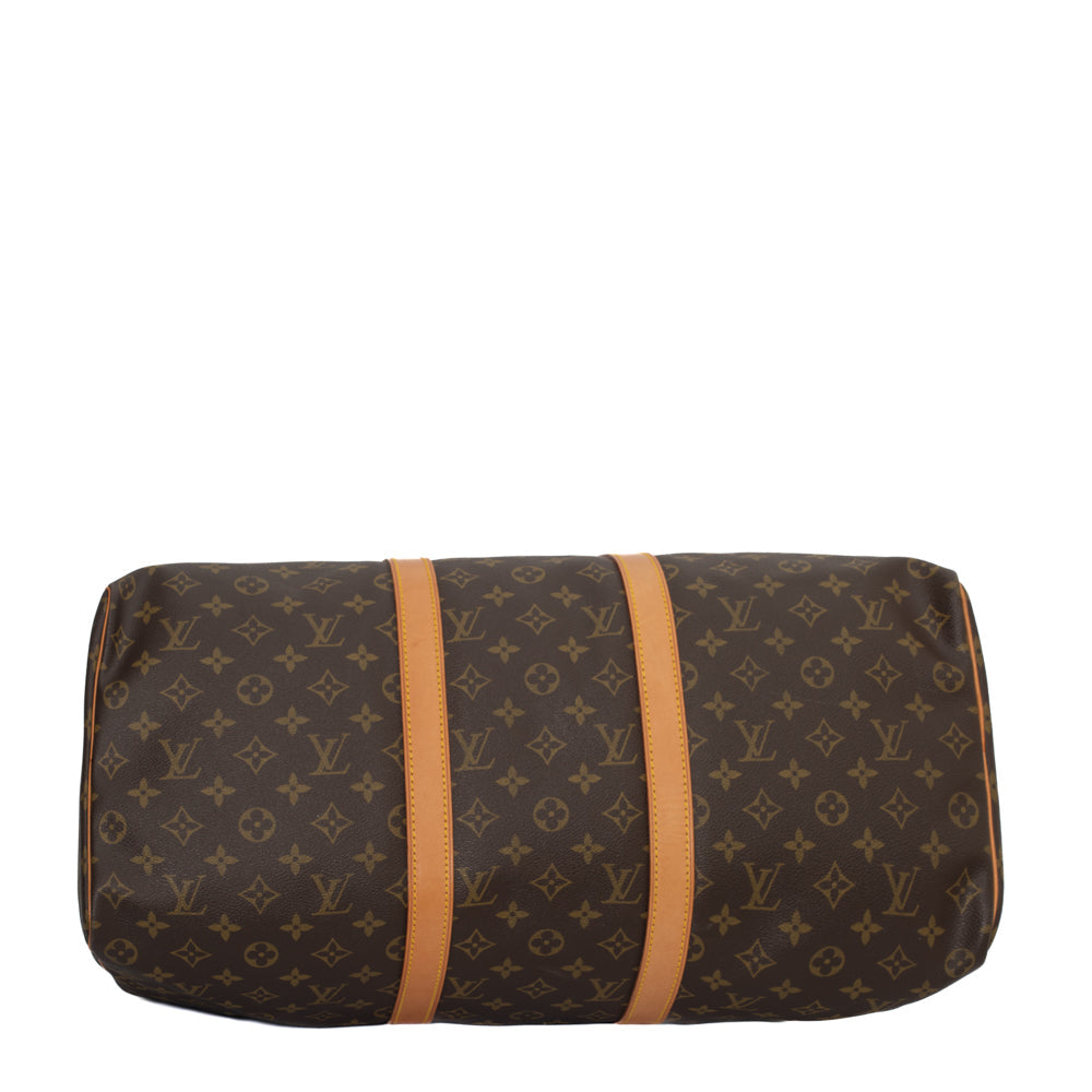 Sac Keepall 50 Vintage en toile monogramme marron