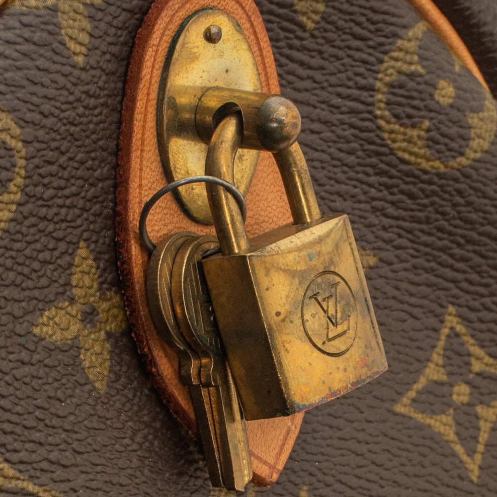 Sac Keepall 50 Vintage en toile monogramme marron