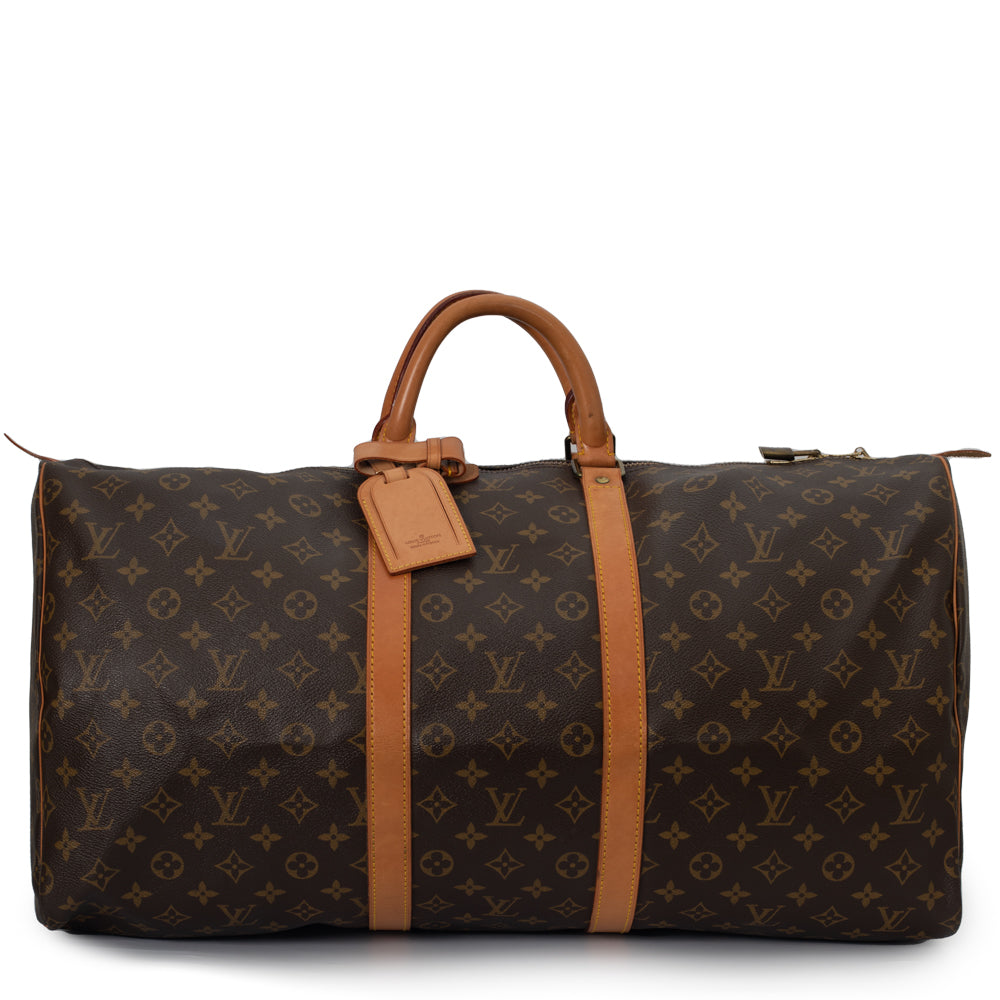 Sac Keepall 55 Vintage en toile monogramme marron