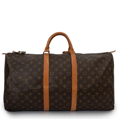 Sac Keepall 55 Vintage en toile monogramme marron