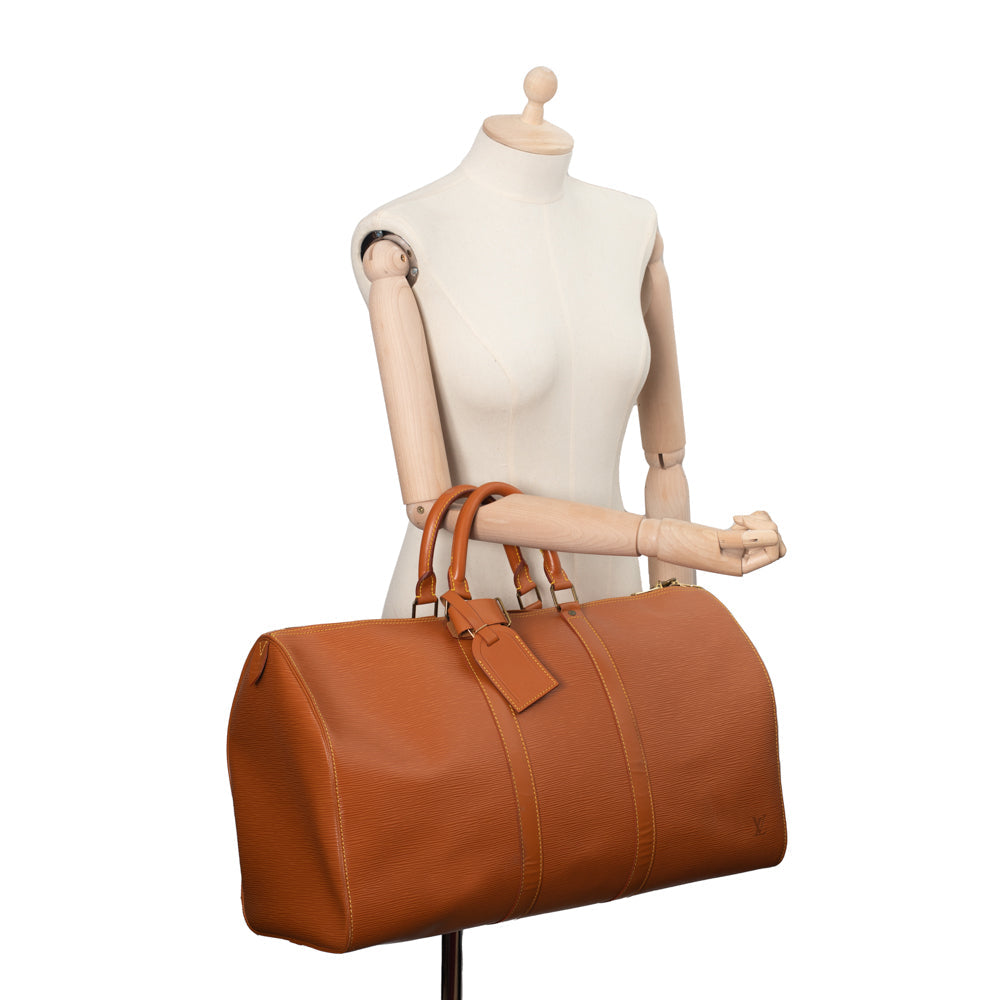 Sac Keepall 50 Vintage en cuir épi marron