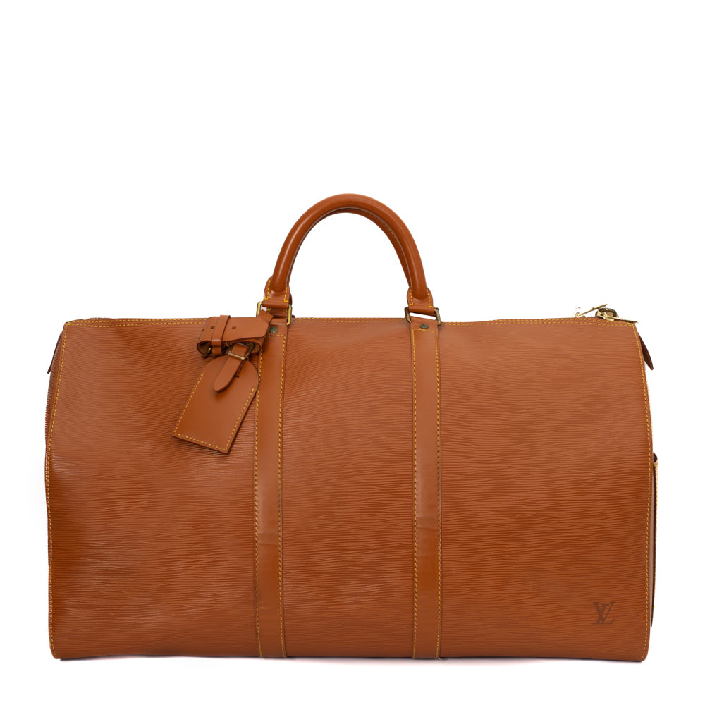 Sac Keepall 50 Vintage en cuir épi marron