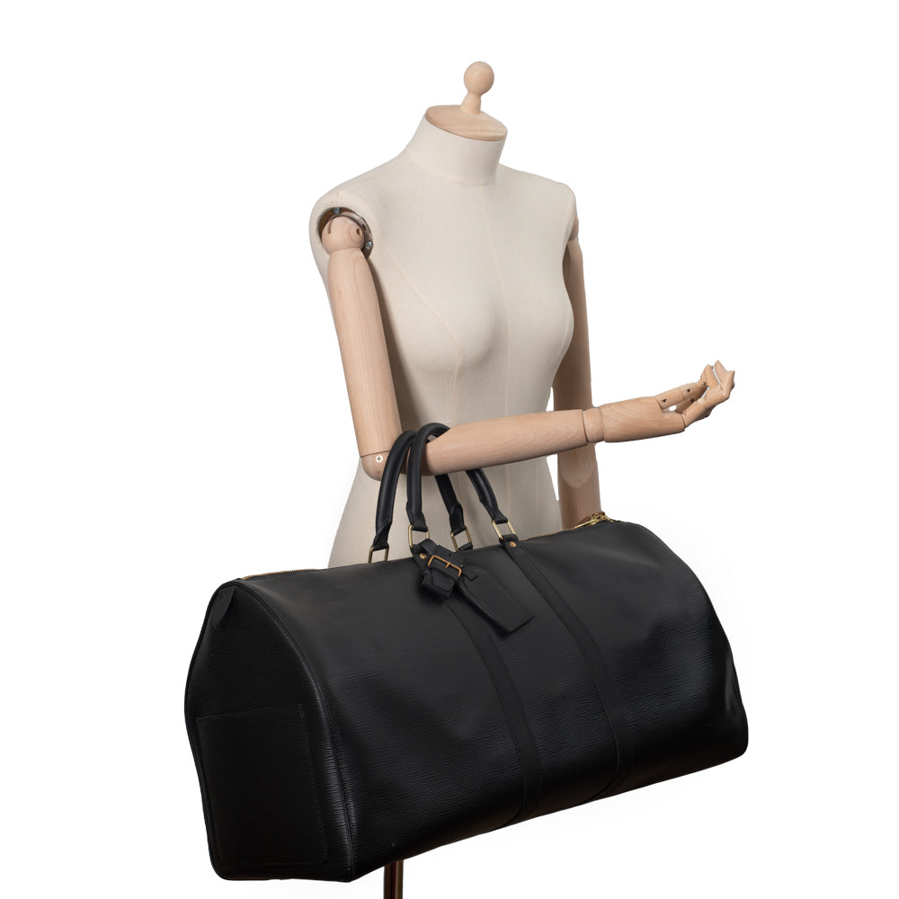 Sac Keepall 55 Vintage en cuir épi noir