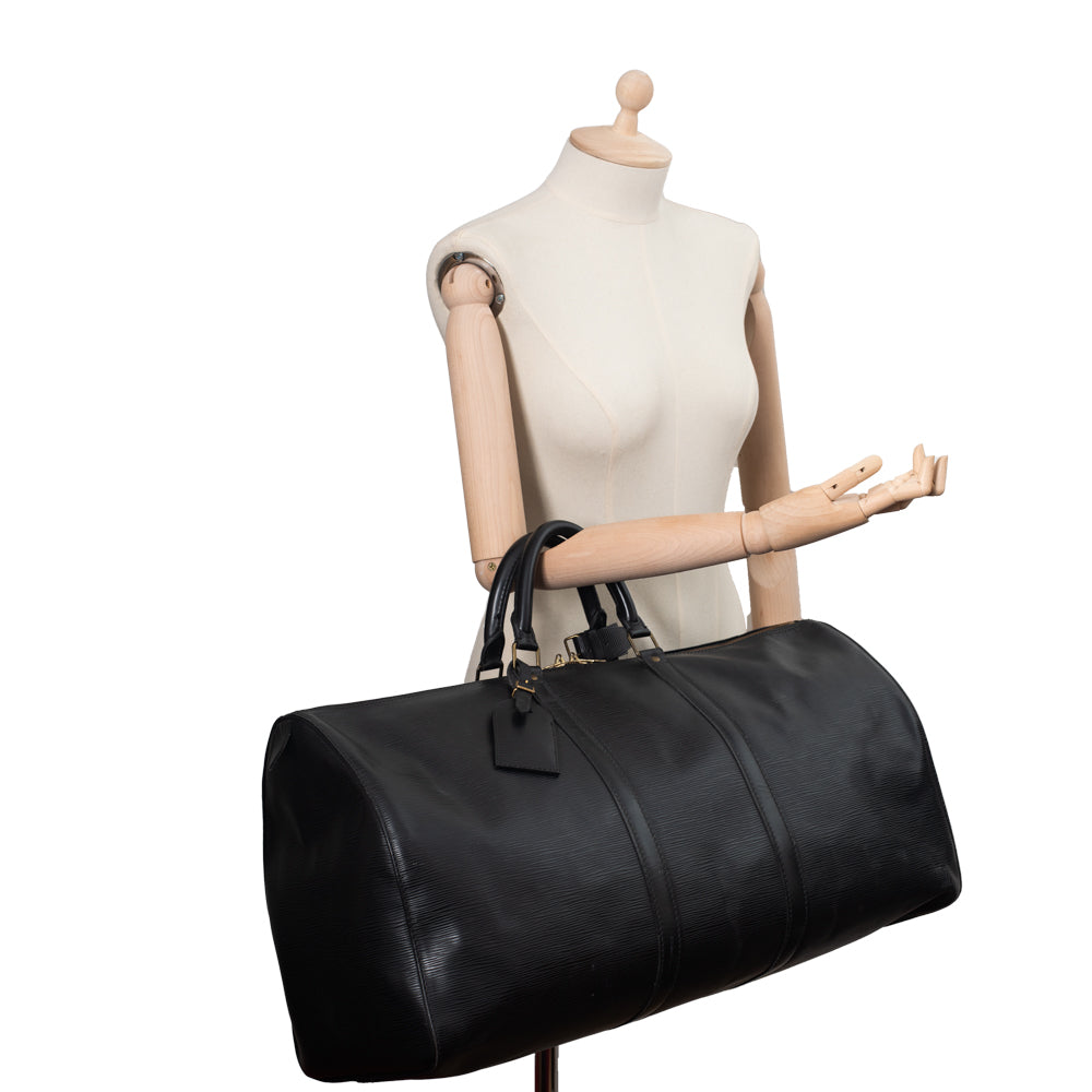 Sac Keepall 55 Vintage en cuir épi noir