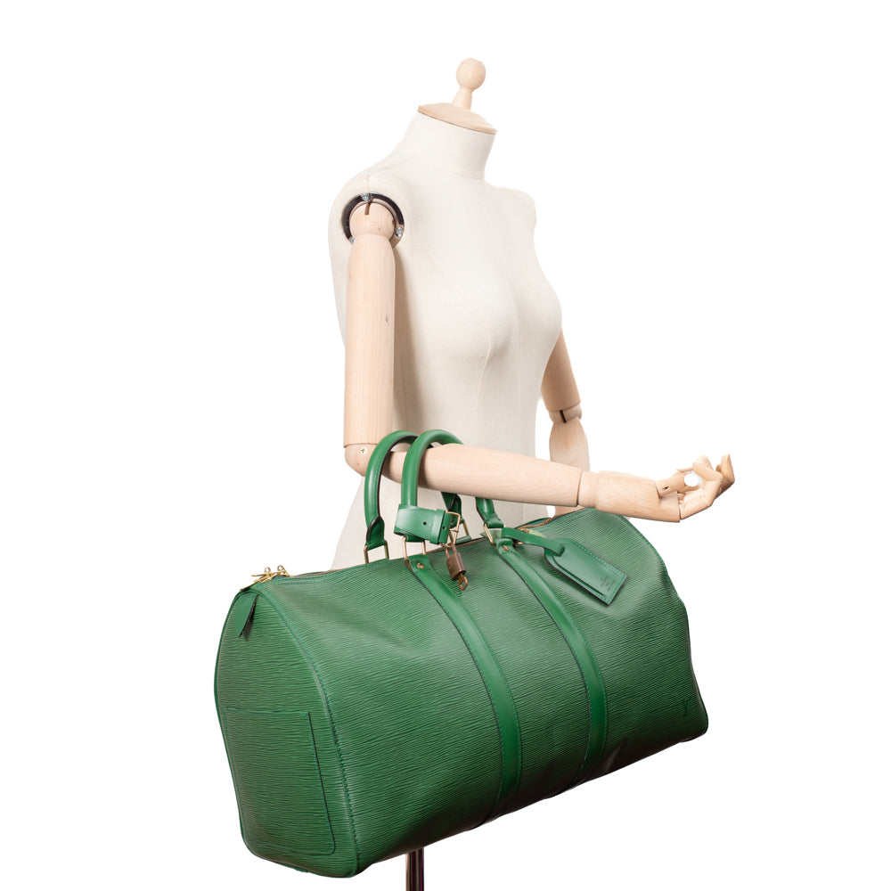 Sac Keepall 45 Vintage en cuir épi vert
