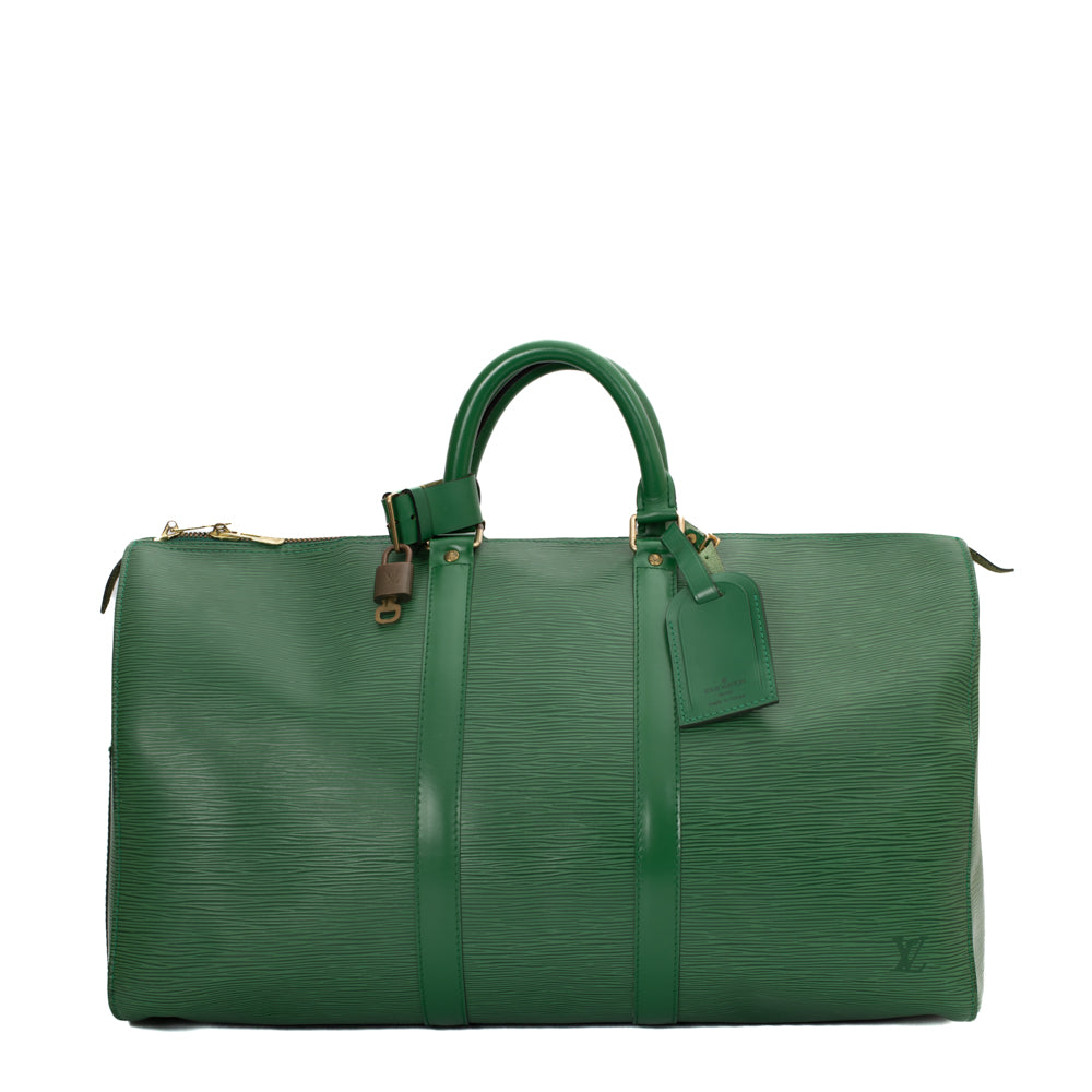 Sac Keepall 45 Vintage en cuir épi vert