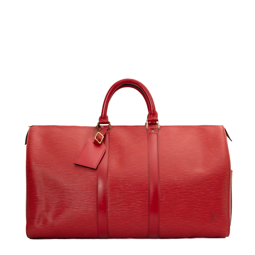 Sac Keepall 45 Vintage en cuir épi rouge